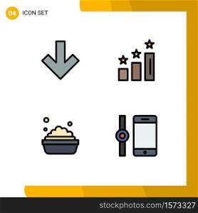 Set of 4 Modern UI Icons Symbols Signs for arrow, washing, achievements, positions, smart watch Editable Vector Design Elements