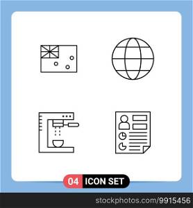 Set of 4 Modern UI Icons Symbols Signs for aussie, drinks, flag, globe, food Editable Vector Design Elements