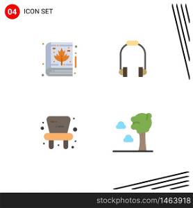 Set of 4 Modern UI Icons Symbols Signs for autumn, chair, bible, phone, arbor Editable Vector Design Elements