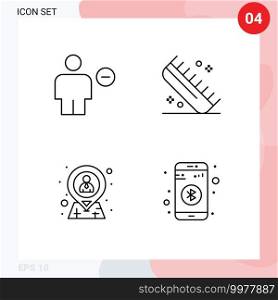 Set of 4 Modern UI Icons Symbols Signs for avatar, salon, human, comb, hr Editable Vector Design Elements