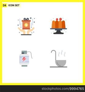 Set of 4 Modern UI Icons Symbols Signs for award, battery, fund, cake, charg Editable Vector Design Elements