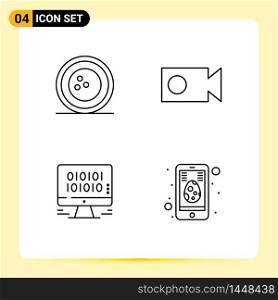 Set of 4 Modern UI Icons Symbols Signs for awards, development, skittles, record, web Editable Vector Design Elements