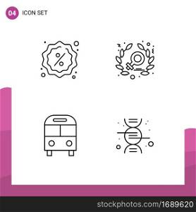 Set of 4 Modern UI Icons Symbols Signs for badge, deliver, shopping, women, transport Editable Vector Design Elements