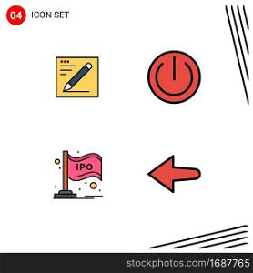 Set of 4 Modern UI Icons Symbols Signs for browser, bar, education, ipo, arrow Editable Vector Design Elements