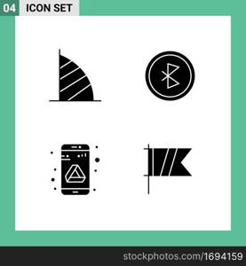 Set of 4 Modern UI Icons Symbols Signs for burj al arab, wireless, uae monument, communication, drive Editable Vector Design Elements