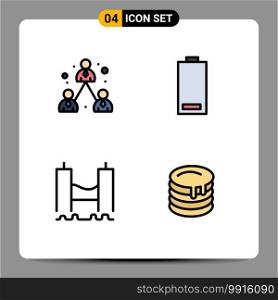Set of 4 Modern UI Icons Symbols Signs for business, bridge, modern, electricity, harbor Editable Vector Design Elements