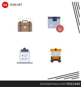 Set of 4 Modern UI Icons Symbols Signs for business, business, private, lock, paper Editable Vector Design Elements