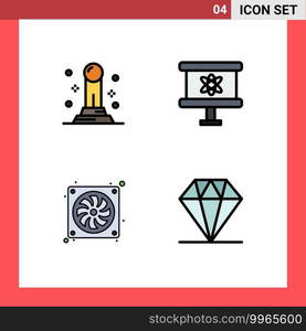 Set of 4 Modern UI Icons Symbols Signs for business, fan, atom, space, care Editable Vector Design Elements