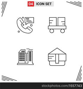 Set of 4 Modern UI Icons Symbols Signs for call, lift truck, communication, fork truck, estate Editable Vector Design Elements