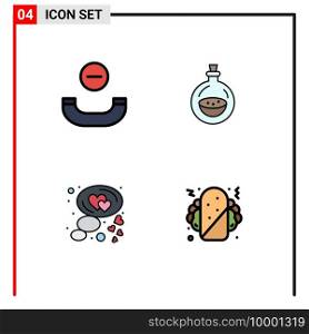 Set of 4 Modern UI Icons Symbols Signs for call, love, perfume, spray, burrito Editable Vector Design Elements
