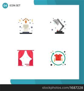 Set of 4 Modern UI Icons Symbols Signs for candle, theatre, l&, school, clothing Editable Vector Design Elements
