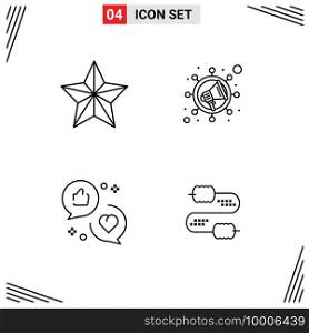 Set of 4 Modern UI Icons Symbols Signs for christmas, like, star, viral, marketing Editable Vector Design Elements