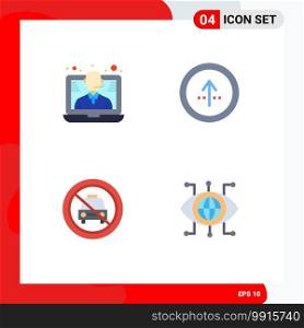 Set of 4 Modern UI Icons Symbols Signs for conference, car, call, direction, no Editable Vector Design Elements