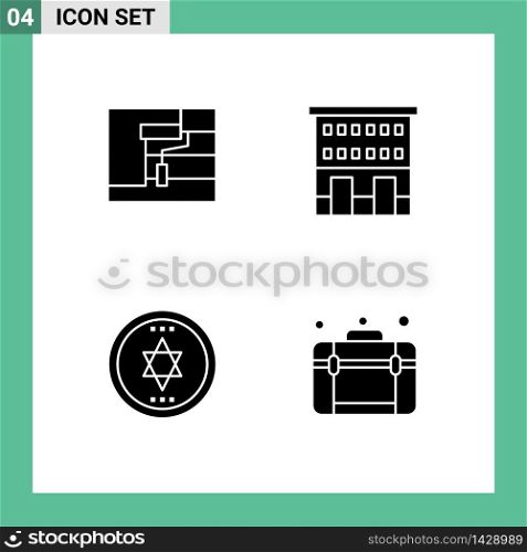 Set of 4 Modern UI Icons Symbols Signs for construction, circle, tool, retail, magic Editable Vector Design Elements