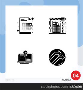 Set of 4 Modern UI Icons Symbols Signs for cryptography, machine, encryption, crane, idea Editable Vector Design Elements