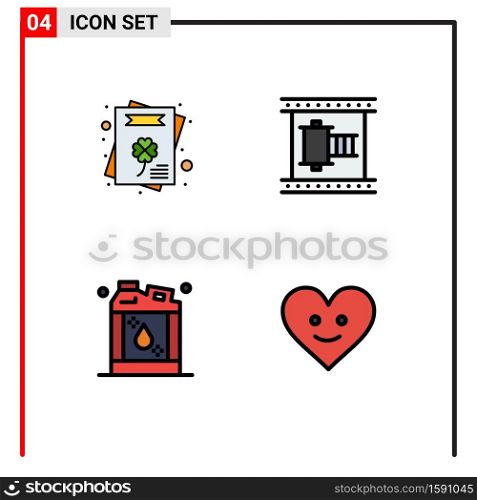 Set of 4 Modern UI Icons Symbols Signs for cultures, flammable, cinema, movie reel, liquid Editable Vector Design Elements