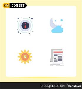 Set of 4 Modern UI Icons Symbols Signs for details, gear, about, ramadan, money Editable Vector Design Elements