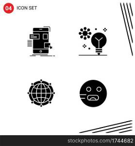 Set of 4 Modern UI Icons Symbols Signs for drag, machine learning, ui, creativity, global Editable Vector Design Elements