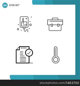 Set of 4 Modern UI Icons Symbols Signs for drip, approved, medical, business, notice Editable Vector Design Elements