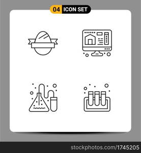 Set of 4 Modern UI Icons Symbols Signs for easter egg, science, holidays, home, blood Editable Vector Design Elements