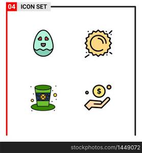 Set of 4 Modern UI Icons Symbols Signs for egg, irish, summer, weather, dollar Editable Vector Design Elements
