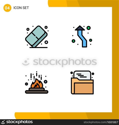 Set of 4 Modern UI Icons Symbols Signs for eraser, chemical, paint, up, heat Editable Vector Design Elements