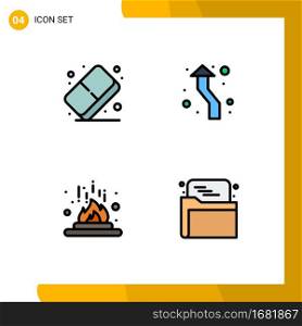 Set of 4 Modern UI Icons Symbols Signs for eraser, chemical, paint, up, heat Editable Vector Design Elements