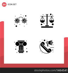 Set of 4 Modern UI Icons Symbols Signs for fancy glasses, greek, business, balance, call Editable Vector Design Elements
