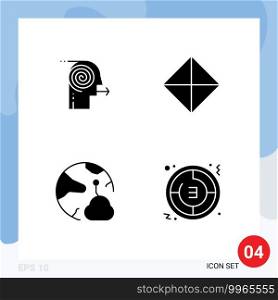 Set of 4 Modern UI Icons Symbols Signs for focusing solutions, cloud, focus, sign, network Editable Vector Design Elements