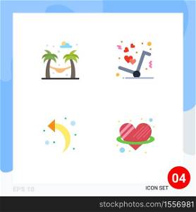 Set of 4 Modern UI Icons Symbols Signs for hammock, left arrow, delivery, love, heart Editable Vector Design Elements