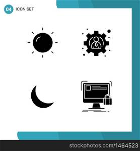 Set of 4 Modern UI Icons Symbols Signs for helios, protect, profile, night, lock Editable Vector Design Elements