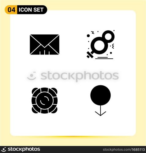 Set of 4 Modern UI Icons Symbols Signs for interface, safety, day, symbol, float Editable Vector Design Elements