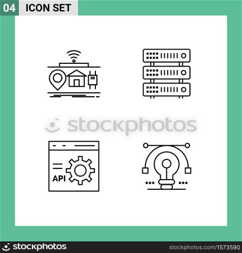 Set of 4 Modern UI Icons Symbols Signs for iot, browser, of, rack, develop Editable Vector Design Elements