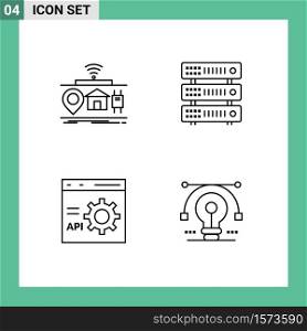 Set of 4 Modern UI Icons Symbols Signs for iot, browser, of, rack, develop Editable Vector Design Elements