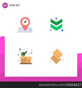 Set of 4 Modern UI Icons Symbols Signs for medical, box, arrow, checkmark, cookie Editable Vector Design Elements