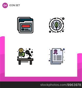 Set of 4 Modern UI Icons Symbols Signs for page, auction, help, nature, hammer Editable Vector Design Elements