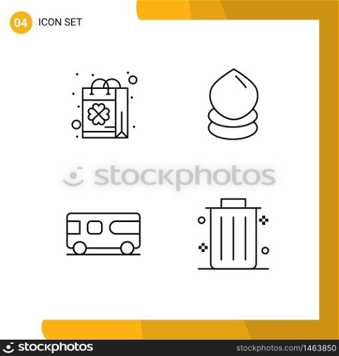 Set of 4 Modern UI Icons Symbols Signs for patrick, bus, shop, eco, van Editable Vector Design Elements