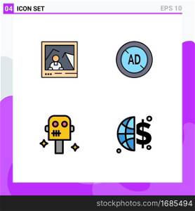 Set of 4 Modern UI Icons Symbols Signs for picture, suit, photo, ad blocker, finance Editable Vector Design Elements