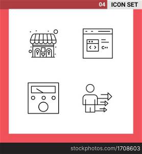 Set of 4 Modern UI Icons Symbols Signs for public, meter, c, develop, approach Editable Vector Design Elements