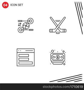 Set of 4 Modern UI Icons Symbols Signs for puzzle, communication, marketing, ice sport, interface Editable Vector Design Elements