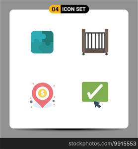 Set of 4 Modern UI Icons Symbols Signs for puzzle, lend, teamwork, mobile, local Editable Vector Design Elements