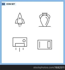 Set of 4 Modern UI Icons Symbols Signs for rocket, vase, startup, greece, appliances Editable Vector Design Elements