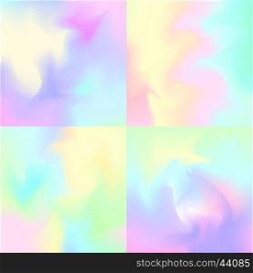 Set of 4 pastel rainbow backgrounds, hologram inspired abstract backdrops