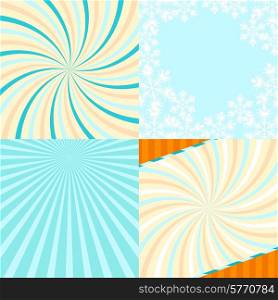 Set of 4 retro lines abstract background with snowflakes.. Set of 4 retro lines abstract background with snowflakes