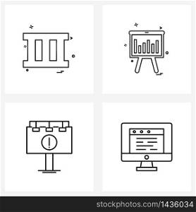 Set of 4 Simple Line Icons for Web and Print such as fence; error; farm; graph; monitor Vector Illustration