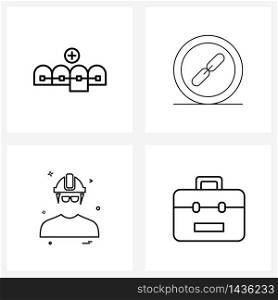Set of 4 Simple Line Icons for Web and Print such as brace; avatar ; tooth; tool; avatar Vector Illustration