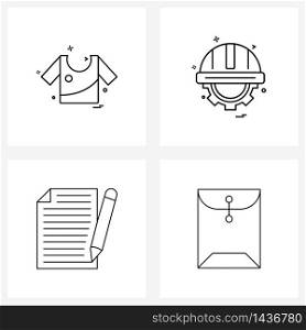 Set of 4 Simple Line Icons for Web and Print such as dress; list; cloths; hamlet; bag Vector Illustration