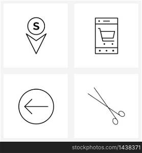 Set of 4 Simple Line Icons for Web and Print such as compass, circle, map, online, forceps Vector Illustration
