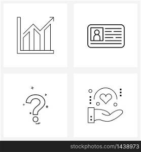 Set of 4 Simple Line Icons for Web and Print such as business, mark, information, card, hand Vector Illustration