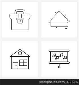 Set of 4 Simple Line Icons for Web and Print such as business, home, ui, eject, music Vector Illustration